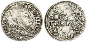 Poland 3 Groszy 1597 Bydgoszcz. Sigismund III Vaza(1587–1632). Averse: Crowned bust. Reverse: Value and armorial above legend; date and mintmaster bel...