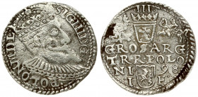 Poland 3 Groszy 1598 Olkusz. Sigismund III Vasa (1587-1632). Averse: Crowned bust. Reverse: Value and armorial above legend; date and mintmaster below...