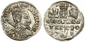 Poland 3 Groszy 1599 Bydgoszcz. Sigismund III Vaza(1587–1632). Averse: Crowned bust. Reverse: Value and armorial above legend; date and mintmaster bel...