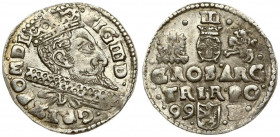 Poland 3 Groszy 1599 Bydgoszcz. Sigismund III Vaza(1587–1632). Averse: Crowned bust. Reverse: Value and armorial above legend; date and mintmaster bel...