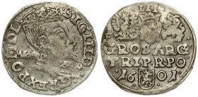 Poland 3 Groszy 1601 Wschowa. Sigismund III Vasa (1587-1632). Crown coins. Averse: Crowned bust right. Reverse: Value; divided date; symbols and two-l...