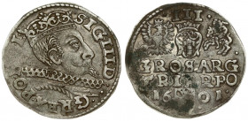 Poland 3 Groszy 1601 Poznan. Sigismund III Vasa (1587-1632). Crown coins. Averse: Crowned bust right. Reverse: Value; divided date; symbols and two-li...