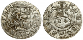 Poland 1/24 Thaler 1616 Bydgoszcz. Sigismund III Vasa (1587-1632). Averse: Crowned shield. Reverse: 24 within orb dividing date. Silver. . KM 41. Gore...