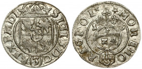 Poland 1/24 Thaler 1616 Bydgoszcz. Sigismund III Vasa (1587-1632). Averse: Crowned shield. Reverse: 24 within orb dividing date. (MOИE ИO). Silver. Go...