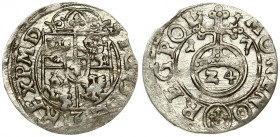 Poland 1/24 Thaler 1617 Bydgoszcz. Sigismund III Vasa (1587-1632). Averse: Crowned shield. Reverse: 24 within orb dividing date. Silver. Gorecki B.17....