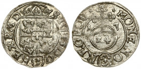 Poland 1/24 Thaler 1617 Bydgoszcz. Sigismund III Vasa (1587-1632). Averse: Crowned shield. Reverse: 24 within orb dividing date. Silver. Gorecki B.17....