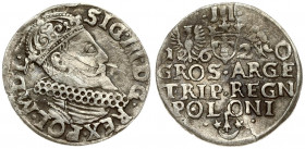 Poland 3 Groszy 1620 Krakow. Sigismund III Vaza(1587–1632). Averse: Crowned bust right. Reverse: Value and armorial above legend; date and mintmaster ...