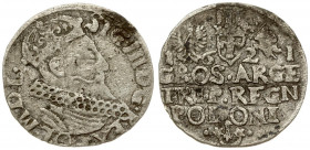 Poland 3 Groszy 1621 Krakow. Sigismund III Vaza(1587–1632). Averse: Crowned bust right. Reverse: Value and armorial above legend; date and mintmaster ...