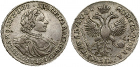 Russia 1 Rouble 1719 OK Moscow. Peter I (1699-1725). Averse: Laureate bust right. Reverse: Crown above crowned double-headed eagle. 'Portrait in armou...
