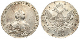 Russia 1 Rouble 1754 СПБ-ЯI St. Petersburg. Elizabeth (1741-1762). Averse: Crowned bust right. Reverse: Crown above crowned double-headed eagle shield...