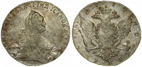 Russia 1 Rouble 1772 СПБ-ЯЧ-ТI St. Petersburg. Catherine II (1762-1796). Averse: Crowned bust right. Reverse: Crown above crowned double-headed eagle ...