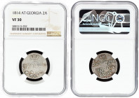 Russia For Georgia 1 Doble abaz 1814 АТ Alexander I (1801-1825). Averse: Inscription divides crown above and stalks below. Reverse: Date and denominat...
