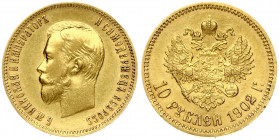 Russia 10 Roubles 1902 (АР) St. Petersburg. Nicholas II (1894-1917). Averse: Head right. Reverse: Crowned double imperial eagle ribbons on crown. Gold...