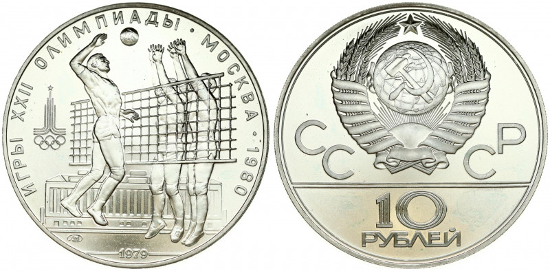 Russia USSR 10 Roubles 1979(L) 1980 Olympics. Averse: National arms divide CCCP ...