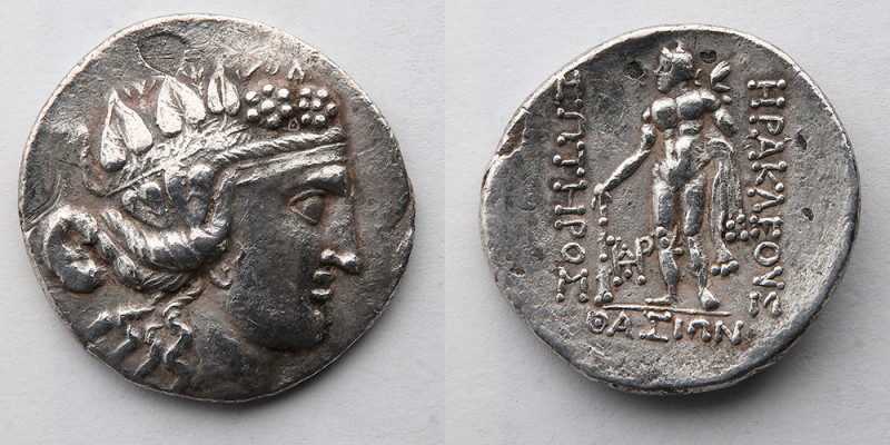 THRACE: Thasos, AR Tetradrachm, 90-75 BC, 32mm. 16.2g. Obverse: Wreathed head of...
