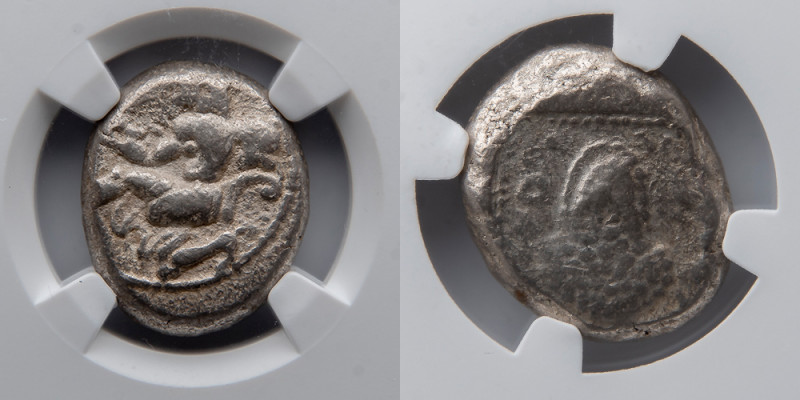 CILICI: AR Stater, NGC CH F, c. 440-400 BC. Obverse: Amazon examing bow held in ...