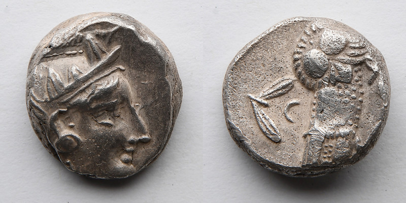 GREEK: Attica Athens, AR Tetradrachm, 490-407 BC (17.1g). Obverse: Helmeted head...