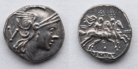 ROMAN REPUBLIC: Anonymous AR Quinarius, 211-208 BC (17mm, 1.9g)