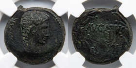 ROMAN PROVINCIAL, ASIA?:  Augustus, AE23, NGC XF, "Augustus" in Wreath, NGC #4284152-018