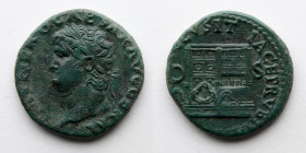 12 CAESARS: Nero, AE As, AD 54-68 (26.5mm, 11.5g), Rome Mint, Temple of Janus