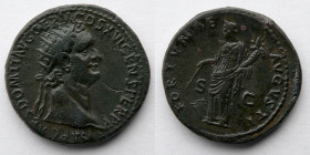 12 CAESARS: Domitian, AE Dupondius, AD 81-96 (28mm, 12.94g), Fortuna, Rome Mint.