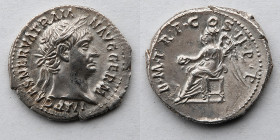 ROMAN EMPIRE: Trajan, AR Denarius, AD 98-117 (20mm, 3.19g), Rome Mint, Victory Seated
