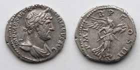 ROMAN EMPIRE: Hadrian, AR Denarius, AD 117-138 (19mm 3g), Victory with Trophy, Rome Mint