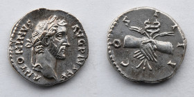 ROMAN EMPIRE: Antoninus Pius, AR Denarius, 145-147 AD (18.5mm, 3.4g ), Rome Mint, Clasped hands