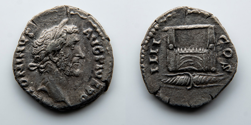 ROMAN EMPIRE: Antoninus Pius, AR Denarius, AD 138-161 (2.5g). Obverse: Antoninus...