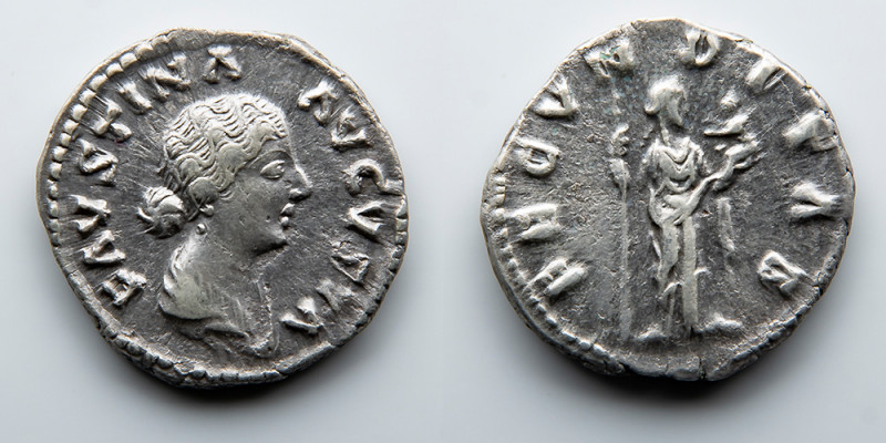 ROMAN EMPIRE: Faustina II, AR Denarius, AD 147-175 (3.1g). Obverse: Faustina II....