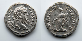 ROMAN EMPIRE: Septimius Severus, AR Denarius, AD 193-211 (3.2g), Rome Mint, Annona Holding Grain Ears Over Modius and Cornucopia