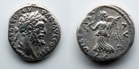 ROMAN EMPIRE: Septimius Severus, AR Denarius, AD 193-211 (3.1g), Emesa Mint, Victory Advancing Holding Wreath and Palm