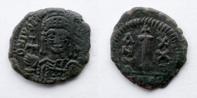 BYZANTINE EMPIRE: Justinian I, 527-565, AE 10 Nummi, Year 20 (22mm, 4.1g), Antioch Mint