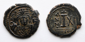 BYZANTINE EMPIRE: Maurice Tiberius, AE Decanummium, AD 582 (19mm, 3g), Antioch Mint