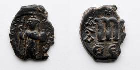 BYZANTINE EMPIRE: Constans II, AE Follis, AD  641-668 (Irregular flan, 4.5g)
