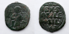 BYZANTINE EMPIRE: Anonymous Follis, Class D, Constantine IX, AD 1042-1055 (Irregular, 27.5mm, 5.2g), Constantinople Mint