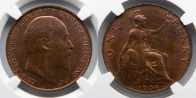 GREAT BRITAIN: 1906 Penny, NGC MS 64 RB, Beautiful Toning, NGC #2784 981-002