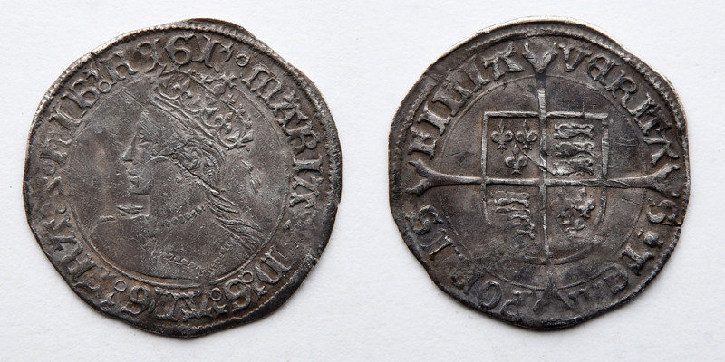 GREAT BRITAIN, ENGLAND: 1553-1558, Mary Tudor (Bloody Mary), Silver Groat, 1.9g,...
