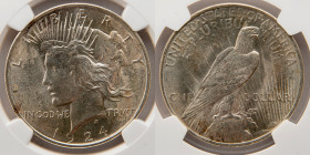 1924 Silver Peace Dollar, NGC MS 62, NGC #2687630-008