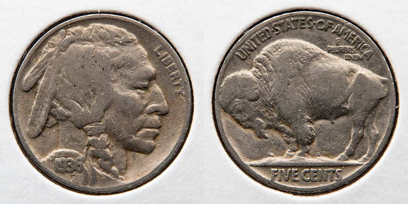 1936 Buffalo Nickel, Fine.