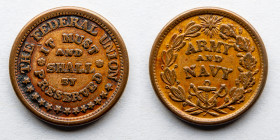 CIVIL WAR TOKEN: 1863 Army Navy, The Federal Union, It Must and Shall ""By"" Preserved, WBC's ""By"" Error - R2, Die 223
