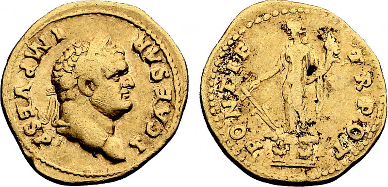 ROMAN EMPIRE. Titus, as Caesar (69-79 AD). Aureus (74 AD) (Rome mint) (Gold, 7.0...