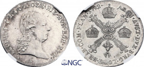 Austria, Leopold II (1790-1792), 1/4 Kronenthaler 1792 A (Vienna mint) (Silver, 7.36 gr, 30 mm) KM 40. NGC MS62
Wrongly described as 1/2 Thaler