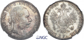 Austria, Franz Joseph I (1848-1916), 2 Florin 1890 over 1880 (Vienna mint) (Silver, 24.72 gr, 36 mm) KM 2233. NGC MS64+