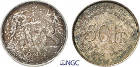 Belgian Congo, Leopold III (1934-1951) , 50 Francs 1944 (17.50 gr, 35 mm) KM 27. NGC MS63