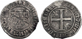 Belgium, Tournai, Charles VI (French Royal mint) (1380-1422), 1/2 Blanc Guenar, 2nd issue (11 September 1389) (Tournai mint) (Billon, 1.37 gr, 22 mm) ...