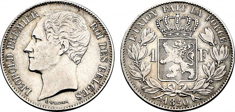 Belgium, Leopold I (1831-1865), 1 Franc 1850 (Silver, 4.97 gr, 23 mm) Bogaert 46...