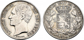 Belgium, Leopold I (1831-1865), 1 Franc 1850 (Silver, 4.97 gr, 23 mm) Bogaert 465A, KM 16. Very Fine.