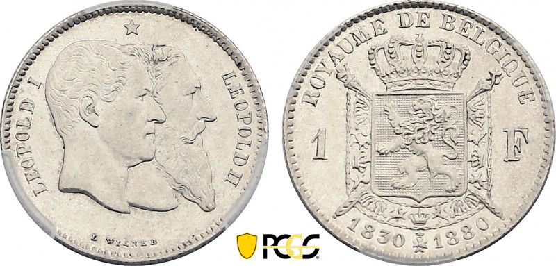 Belgium, Leopold II (1865-1909), 1 Franc 1880 (Silver, 5.00 gr, 23 mm) KM 38. PC...