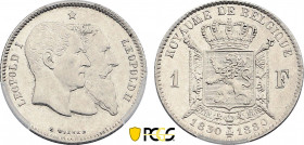 Belgium, Leopold II (1865-1909), 1 Franc 1880 (Silver, 5.00 gr, 23 mm) KM 38. PCGS MS63